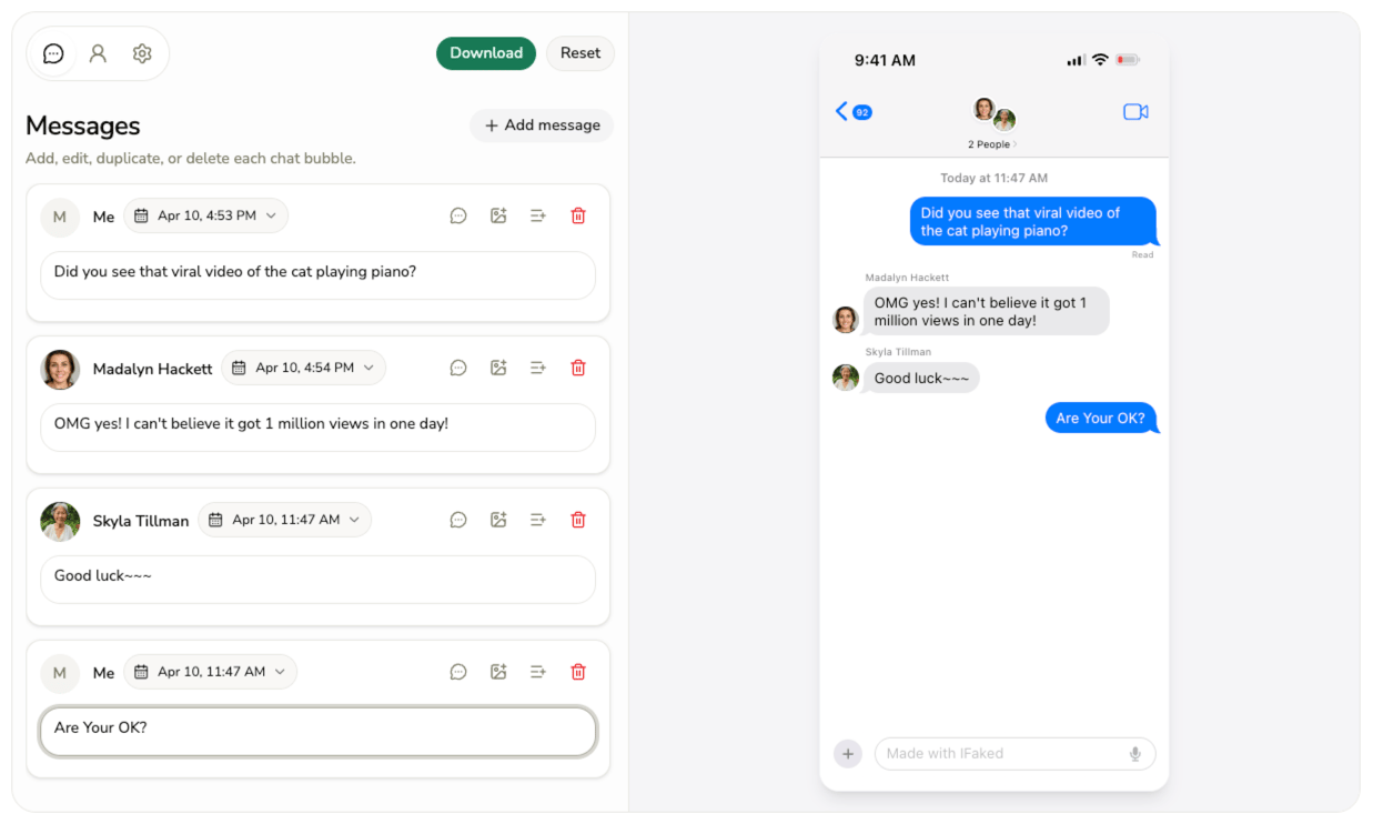 iPhone iMessage Screenshot Generator cover preview