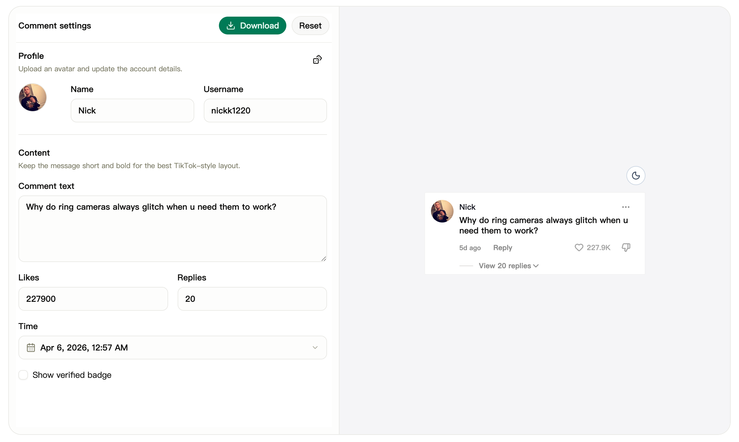 TikTok Comment Screenshot Generator cover preview