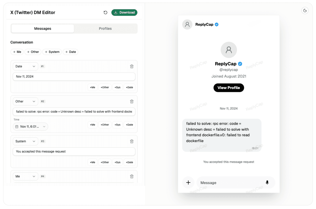 X (Twitter) DM Screenshot Generator cover preview