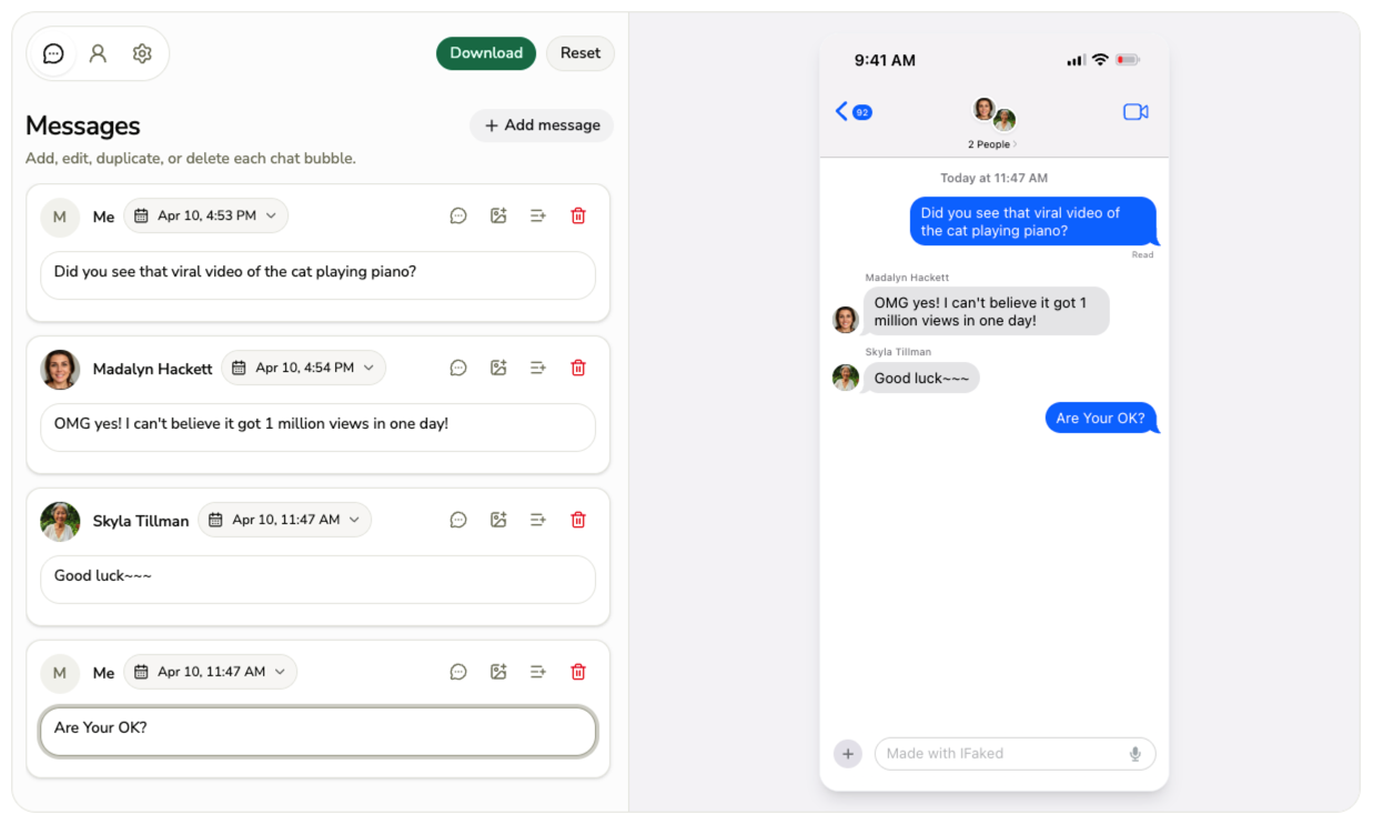 Imessage Text Generator iPhone iMessage Screenshot Generator (iOS 15-17)